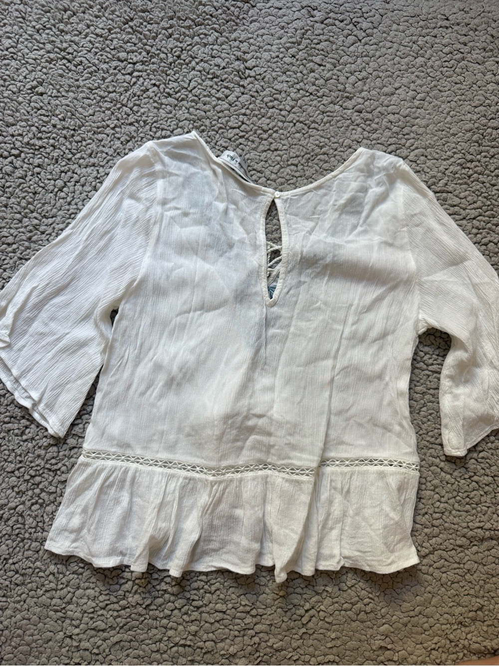 Abercrombie & Fitch Womens White Embroidered V-Neck Flared Sleeve - Picture 3 of 4